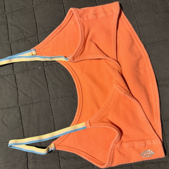 Orange/Pink Ribbed Crop Top - Picture 2 of 3